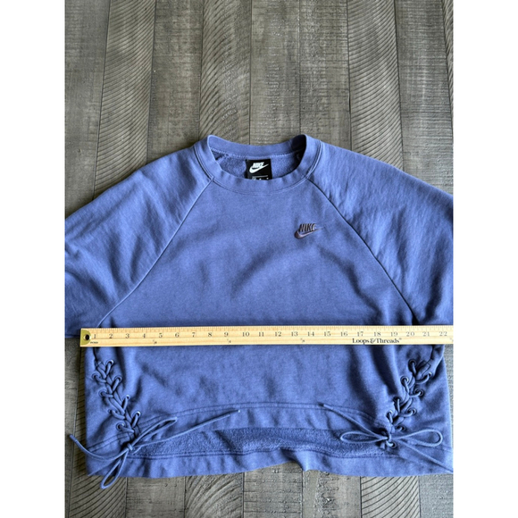 Nike Lace-Up Side Cropped Sweatshirt Purple Medium - Picture 4 of 5